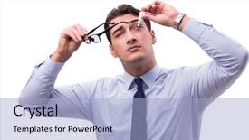  Presentation with eye medical - Amazing presentation design having eyewash - young man in eye care backdrop and a light blue colored foreground