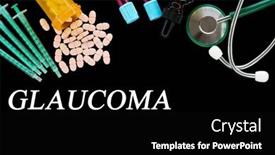  Presentation with medical pills - PPT theme featuring glaucoma-text-on-medical-background background and a black colored foreground