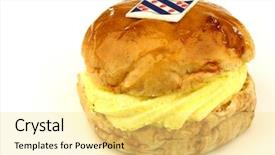  Presentation with black and white film strip - Slide deck consisting of glazed bun with frisian flag background and a blonde colored foreground