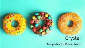  Presentation with color naranjo y blanco - Slide deck with glazed donuts on color background background and a arctic colored foreground