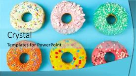  Presentation with donuts - Theme with glazed donuts on color background background and a arctic colored foreground