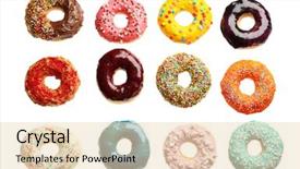  Presentation with simple minimalist white - Slide set featuring glazed donuts on white background background and a lemonade colored foreground