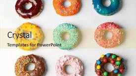  Presentation with donuts - Presentation design featuring glazed donuts on white background background and a yellow colored foreground