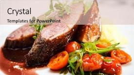  Presentation with oil and gas - Presentation design consisting of glazed duck fillet mashed potatoes background and a lemonade colored foreground