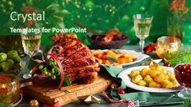  Presentation with sparkling wine - Amazing slide set having traditional vegetables dishes for christmas backdrop and a forest green colored foreground