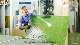  Presentation with glass industry - Presentation design featuring glazier-worker-holding-a-green background and a yellow colored foreground