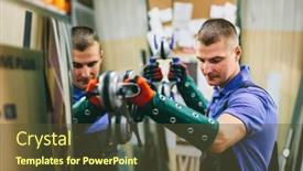  Presentation with glass industry - Slide deck featuring glazier-worker-holding background and a tawny brown colored foreground