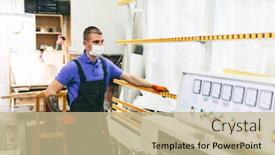  Presentation with face mask - Colorful presentation enhanced with glazier-worker-in-face-mask backdrop and a mint green colored foreground