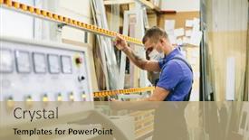  Presentation with face mask - Presentation theme enhanced with glazier-worker-in-face-mask background and a coral colored foreground