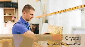  Presentation with glass industry - Presentation theme enhanced with glazier-worker-preparing-glass background and a yellow colored foreground