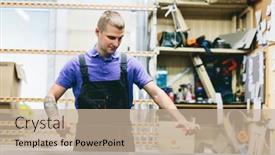  Presentation with glass industry - Audience pleasing slide set consisting of glazier-worker-preparing-mirror-glass backdrop and a mint green colored foreground