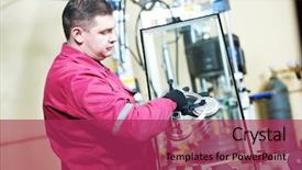  Presentation with manufacture - Theme with glazier worker with suction cup background and a violet colored foreground