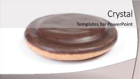  Presentation with chocolate chip cookie - Presentation with glazing - delicious glazed chocolate chip cookie background and a light gray colored foreground