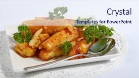  Presentation with christmas dinner - Beautiful slide set featuring glazing - honey-glazed roasted parsnips a traditional backdrop and a sky blue colored foreground