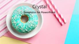  Presentation with colorful - Cool new presentation theme with glazing - plate with tasty glazed donut backdrop and a lemonade colored foreground