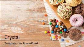  Presentation with energy food and junk food - Presentation theme with glazing - sweet food junk-food and eating background and a coral colored foreground