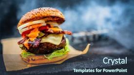  Presentation with burger fries - Colorful presentation theme enhanced with glazing - tasty smoked grilled and glazed backdrop and a ocean colored foreground