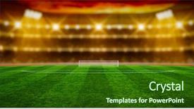  Presentation with green soccer field sport - Amazing slide deck having gleaming - green soccer stadium illuminated field backdrop and a forest green colored foreground