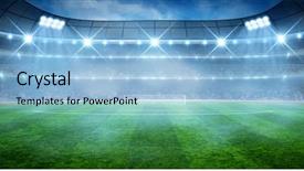  Presentation with soccer field - Amazing PPT layouts having gleaming - green soccer stadium illuminated field backdrop and a light blue colored foreground