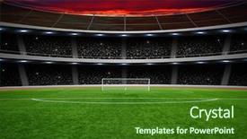  Presentation with stadium - Audience pleasing PPT theme consisting of gleaming - soccer stadium with the bright backdrop and a forest green colored foreground