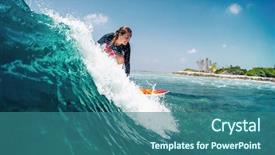  Presentation with rides - Audience pleasing presentation consisting of glide - happy lady surfer rides backdrop and a ocean colored foreground