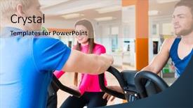  Presentation with exercise trainer - Slide deck with gliders - athletes doing spinning exercise background and a soft green colored foreground