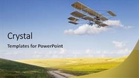  Presentation with fighter plane old airplane - Slides enhanced with gliders - old airplane flying above background and a light blue colored foreground