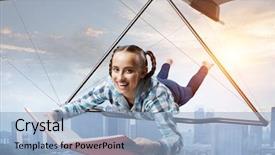  Presentation with hang - Audience pleasing theme consisting of gliders - young woman flying on hang backdrop and a light blue colored foreground