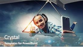  Presentation with glider - Audience pleasing presentation design consisting of gliders - young woman flying on hang backdrop and a seafoam green colored foreground