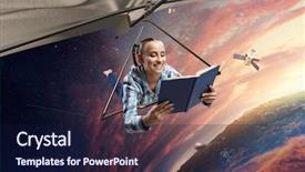  Presentation with glider - Amazing slide set having gliders - young woman flying on hang backdrop and a navy blue colored foreground