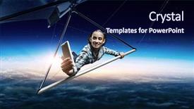  Presentation with hang - Cool new slide deck with gliders - young woman flying on hang backdrop and a navy blue colored foreground