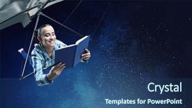  Presentation with hang - Audience pleasing presentation theme consisting of gliders - young woman flying on hang backdrop and a ocean colored foreground