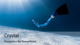  Presentation with woman praying over bible - PPT layouts with glides over sandy sea bottom background and a light blue colored foreground