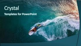  Presentation with magnetic wave - Slides consisting of gliding - bodyboard surfer rides tropical wave background and a ocean colored foreground