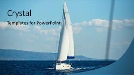  Presentation with yacht - Theme having gliding - sailing yacht boat glides background and a light blue colored foreground