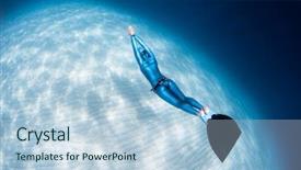  Presentation with sea - Beautiful slides featuring gliding - woman freediver glides over sandy backdrop and a light blue colored foreground