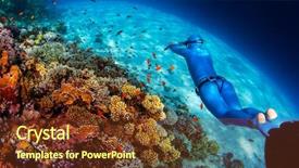  Presentation with sea coral - Beautiful PPT layouts featuring gliding - woman freediver glides over vivid backdrop and a tawny brown colored foreground