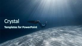  Presentation with water sun - Colorful presentation theme enhanced with gliding - woman freediver glides backdrop and a ocean colored foreground