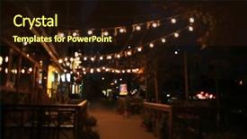  Presentation with street lights - Audience pleasing theme consisting of glimmering - blurred view on night city backdrop and a wine colored foreground