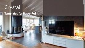  Presentation with nobody - Theme having glimpse of the kitchen from the living room nobody inside background and a gray colored foreground