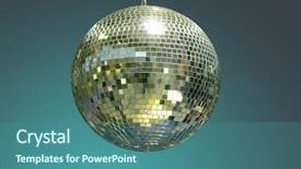  Presentation with disco ball - Amazing PPT theme having glistering disco ball over dark backdrop and a teal colored foreground