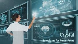  Presentation with medical - Colorful presentation theme enhanced with gliters - woman doctor interacting with medical backdrop and a ocean colored foreground