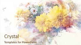  Presentation with flower watercolor - PPT theme enhanced with glitter green flower - stylized digital watercolor painting background and a cream colored foreground