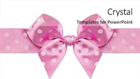  Presentation with pink satin - PPT layouts enhanced with glitter pink - beautiful satin gift bow isolated background and a white colored foreground
