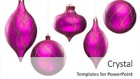  Presentation with white christmas - PPT theme featuring glitter pink - christmas decoration isolated on white background and a white colored foreground