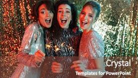  Presentation with beautiful black women smiling - Audience pleasing slide set consisting of glitter wall background holding bengal backdrop and a tawny brown colored foreground