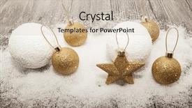  Presentation with star gold - Slide set with glittering gold christmas balls snowballs winter snow and star on wooden background background and a soft green colored foreground