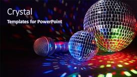  Presentation with disco balls - Colorful theme enhanced with glittering-mirror-disco-balls backdrop and a wine colored foreground