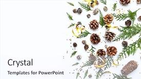  Presentation with green glitter - Amazing slides having cones green twigs and glitter backdrop and a  colored foreground