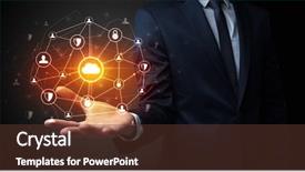  Presentation with networking - Presentation theme featuring common cofre - businessman holding networking connection concept background and a tawny brown colored foreground